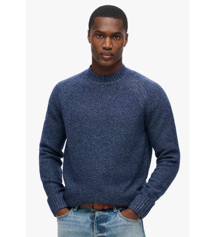 Superdry para hombre. M6110634A Jersey raglán grueso marino (L), Casual, Poliéster