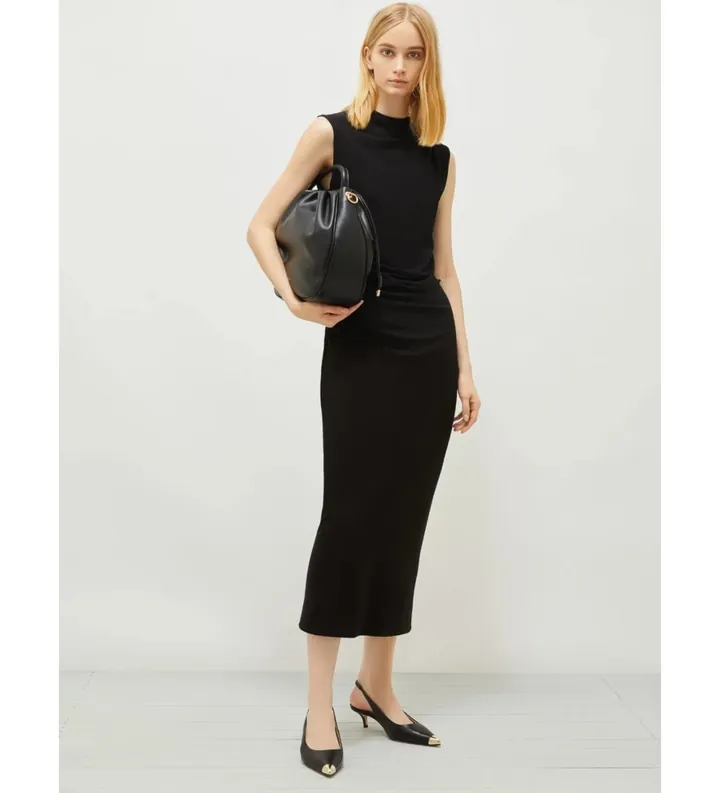 Marella para mujer. 2513621061200 Vestido Nef negro (L), Casual, Fiesta, Viscosa, Sin mangas / Tirantes