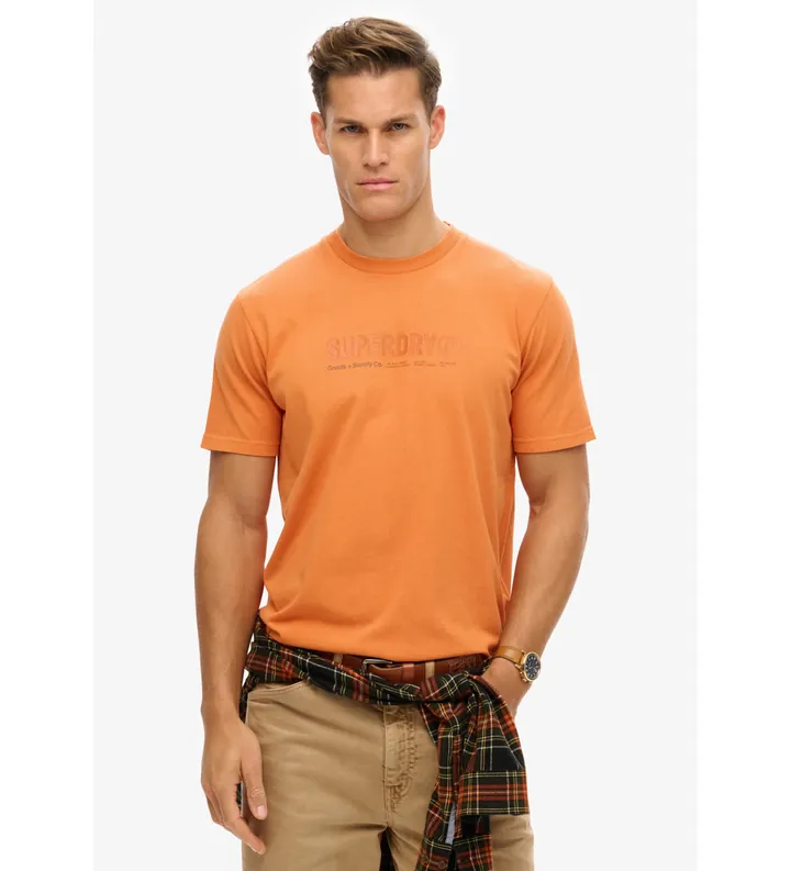 Superdry para hombre. M1012116A Camiseta gráfica Utility Sport naranja (L), Casual, Algodón, Manga corta