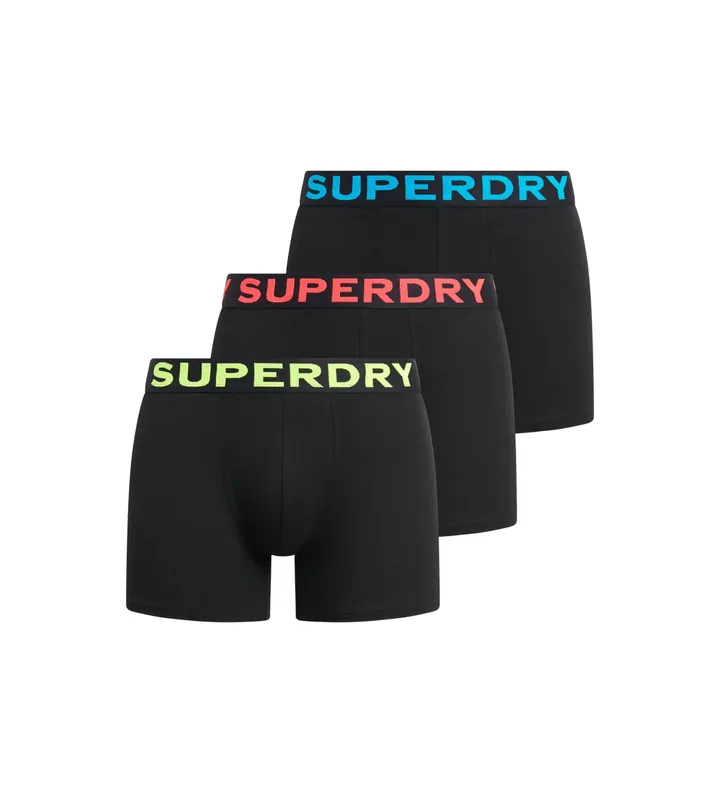 Superdry para hombre. M3110452B Set de 3 Bóxers Texto negro (L), Homewear, Algodón