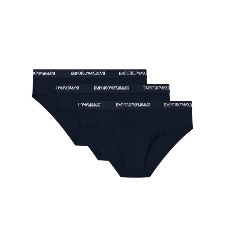 Emporio Armani para hombre. EM000258_AF14132 Set 3 Slips de Punto Elástico marino (L), Homewear, Algodón