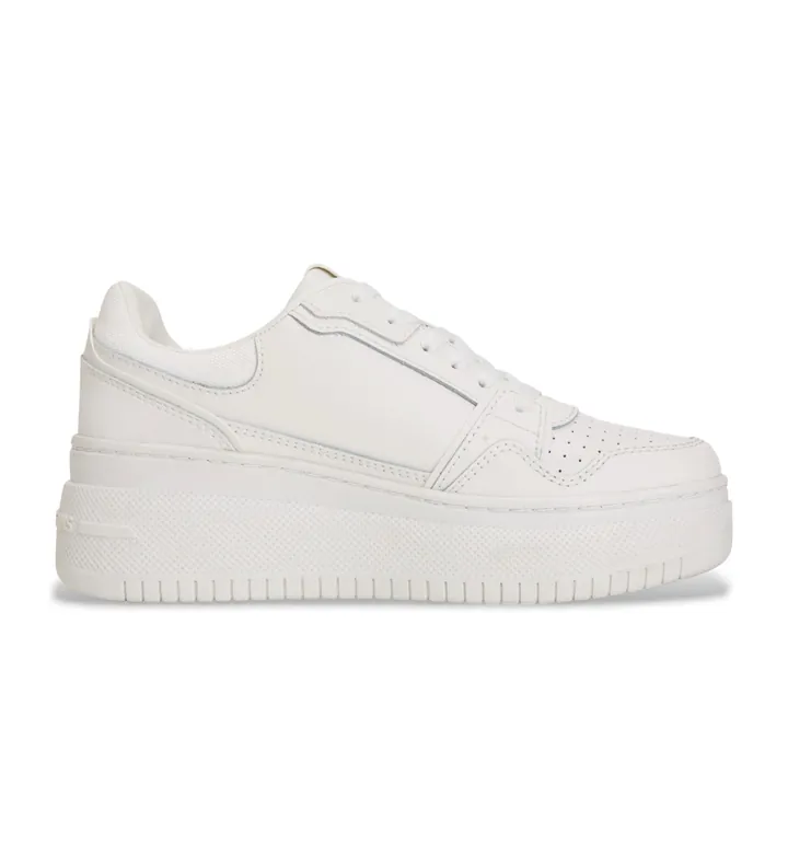 Tommy Jeans para mujer. EN0EN02860 Zapatillas de Piel Retro Basket blanco (40), 3 a 5cm, Cordones, Casual