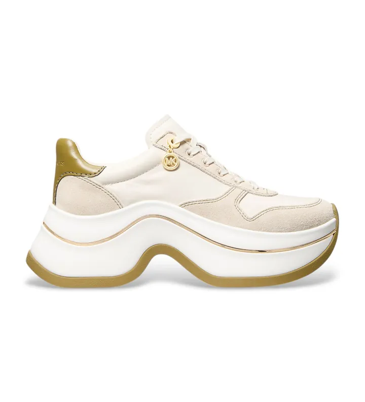 Michael Kors para mujer. 43F5ARFS2S Zapatillas de Piel Arla beige (40), 5 a 8cm, Cordones, Casual