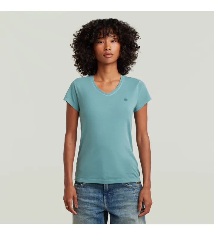G-Star para mujer. D24533-B059-H888 Camiseta Overdyed Eyben Slim V 2.0 azul (S), Casual, Algodón, Manga corta