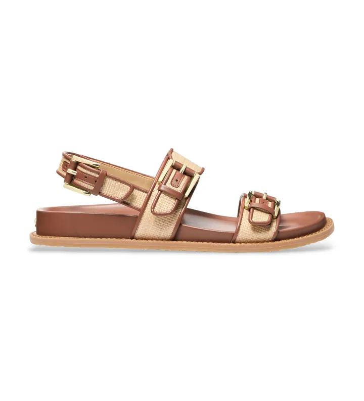 Michael Kors para mujer. 40S6NIFS1D Sandalias de Piel Hebilla marrón (36), Plano, 1 a 3cm, Casual