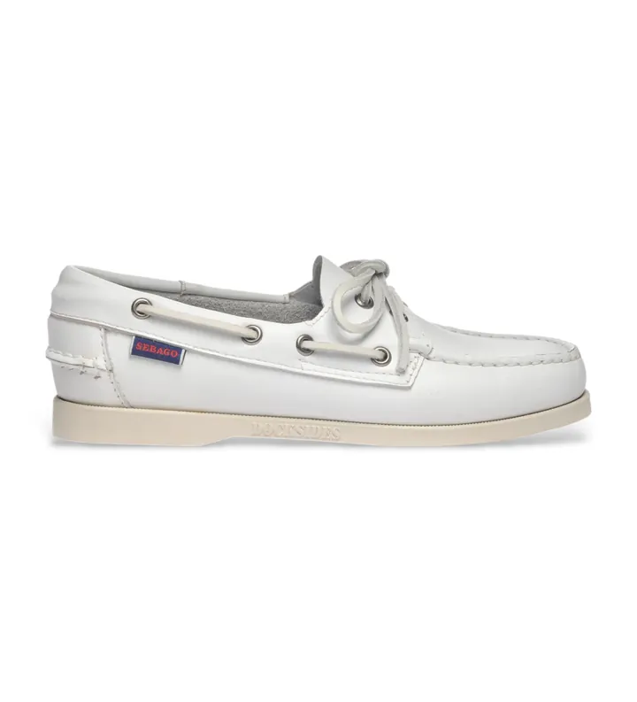 Sebago para mujer. 7000530 Mocasines de piel Portland blanco (37), Plano, Cordones, Casual
