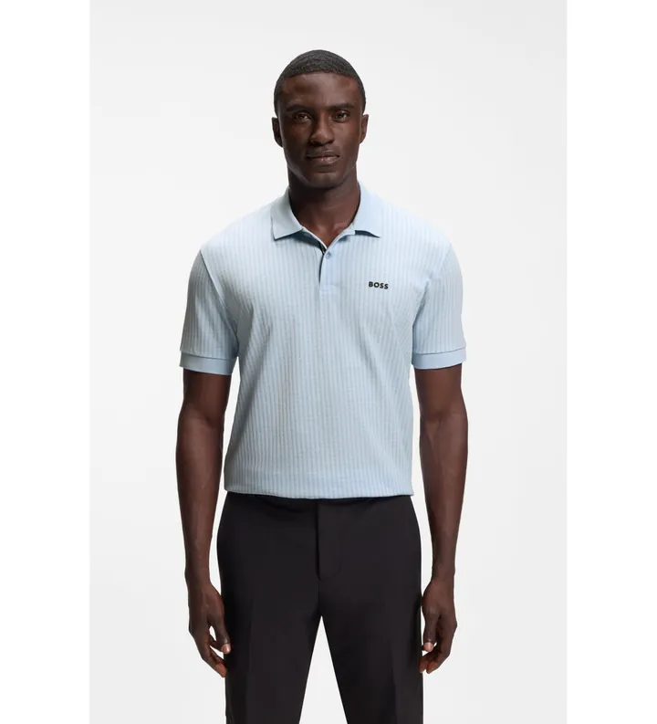 BOSS para hombre. 50559355 Polo Birdie azul (L), Casual, Algodón, Manga corta