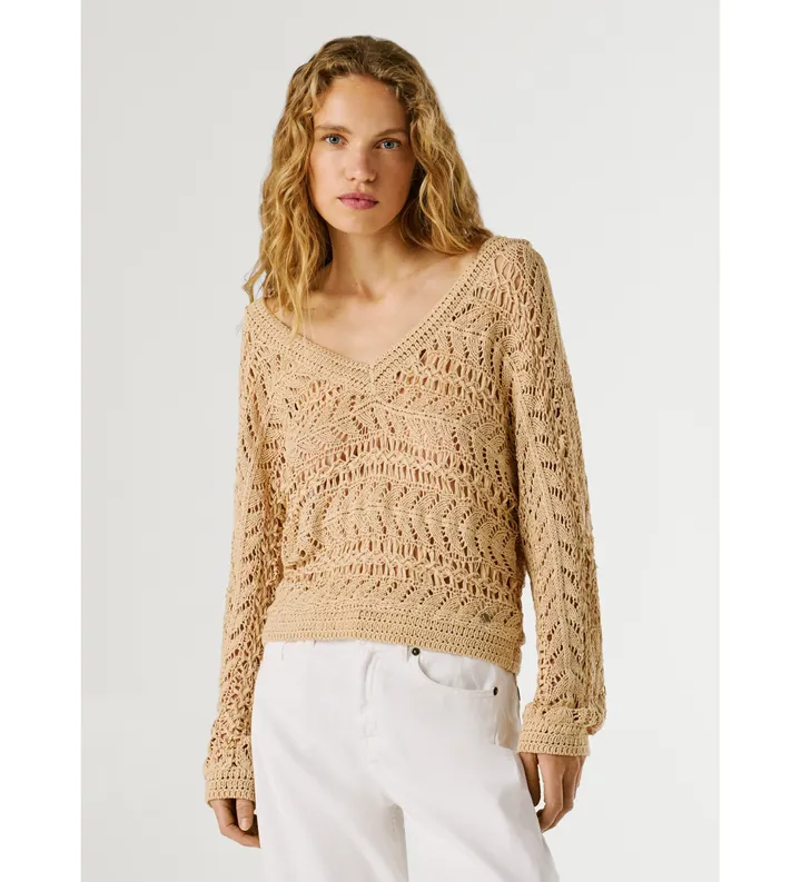 Pepe Jeans para mujer. PL7000113 Jersey Kiana beige (L), Casual, Acrílico