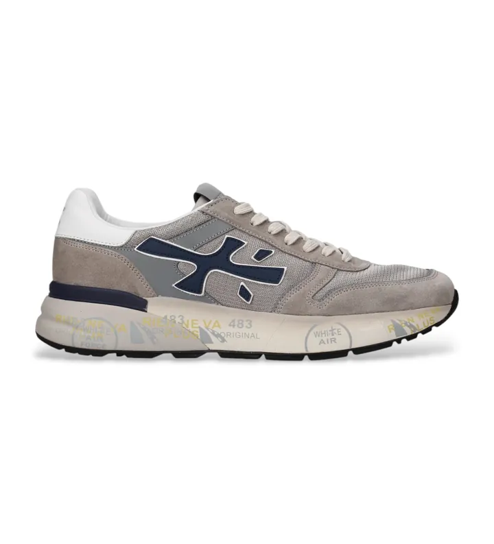Premiata para hombre. MICK Zapatillas de piel Mick gris (40), Plano, Cordones, Casual