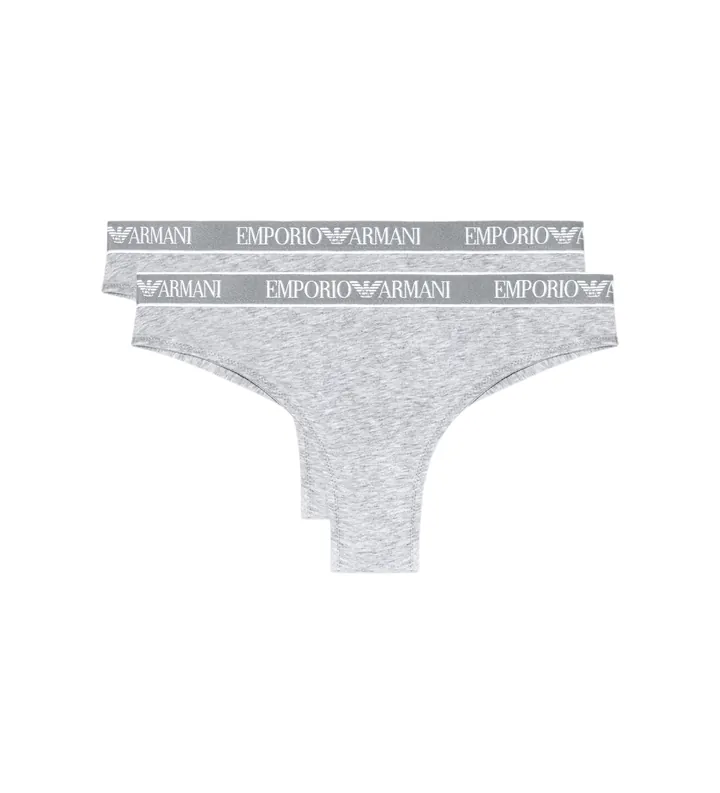 Emporio Armani para mujer. EW000404_AF19026 Set 2 braguitas brasileñas de punto orgánico con banda con logotipo Iconic gris (L), Homewear, A