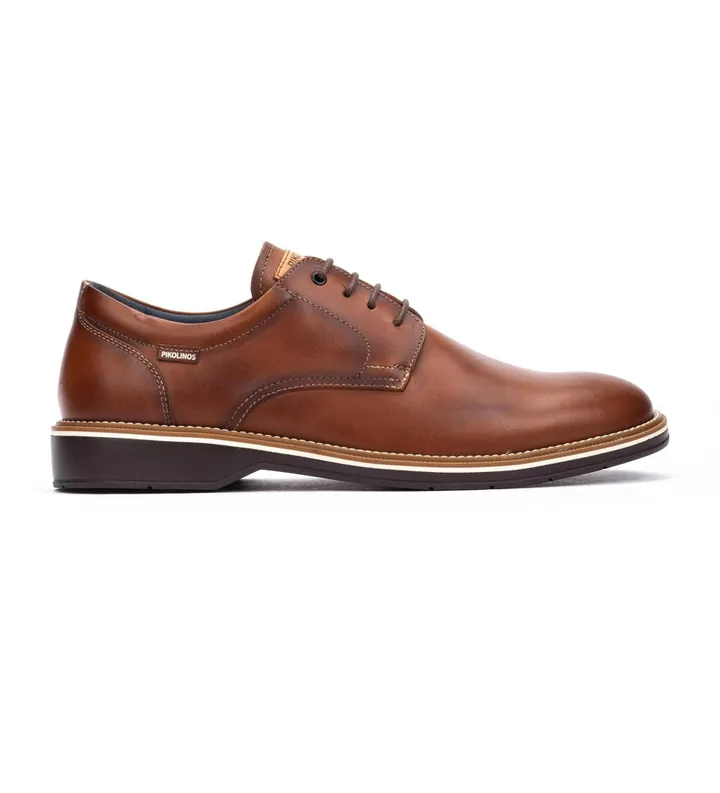 Pikolinos para hombre. M6W-4311 Zapatos de piel Carlet marrón (40), Plano, Cordones, Casual