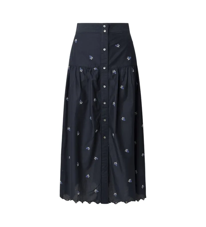 Pepe Jeans para mujer. PL901217 Falda midi Even marino (L), Casual, Algodón