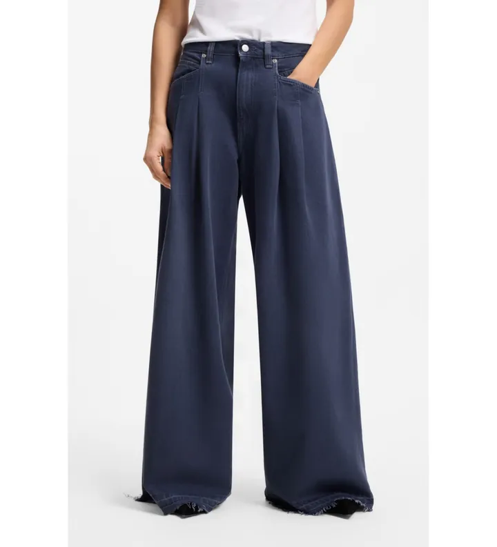 BOSS para mujer. 50552533 Jeans Relaxed Fit de pernera ancha azul (24/34), Casual, Poliéster