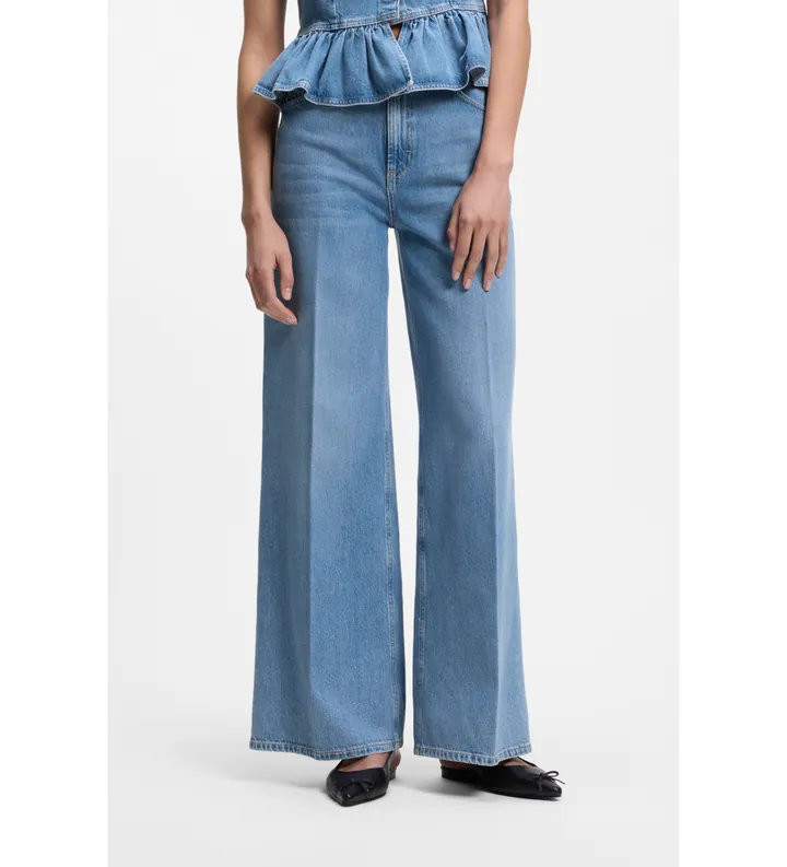 HUGO para mujer. 50563527 Jeans de pernera ancha en denim azul (26/32), Casual, Algodón
