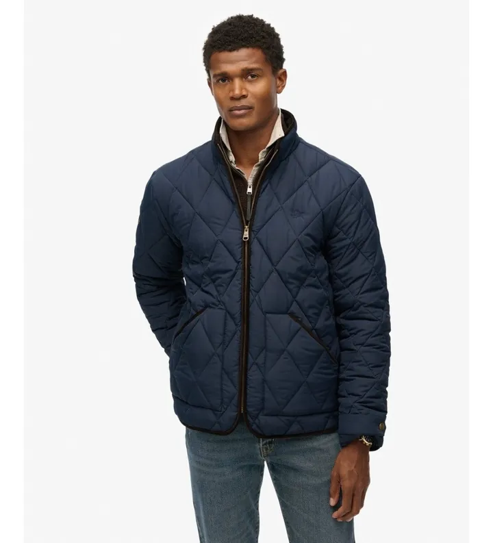 Superdry para hombre. M5012272A Chaqueta acolchada Quilted Estate Liner azul marino (L), Casual, Poliéster Reciclado