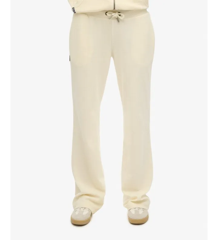 Superdry para mujer. W7011203A Pantalón Jogger Velour Wide Leg blanco roto (M), Casual, Algodón