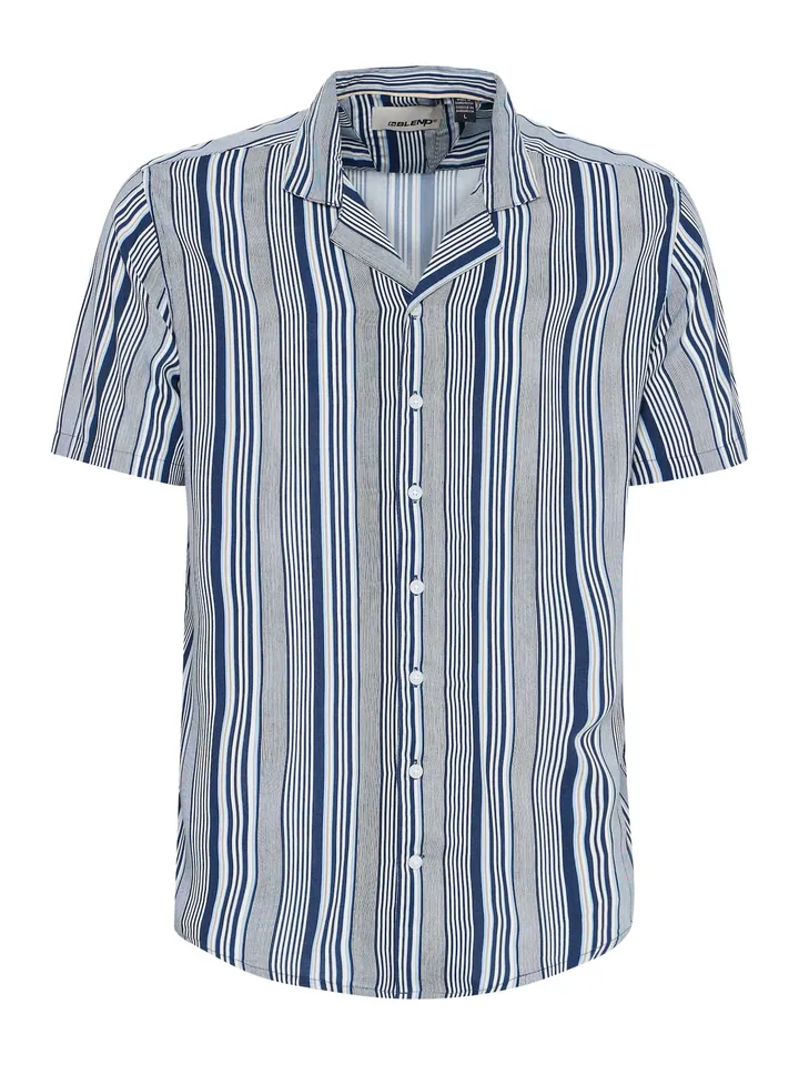 BLEND Camisa azul / gris / blanco