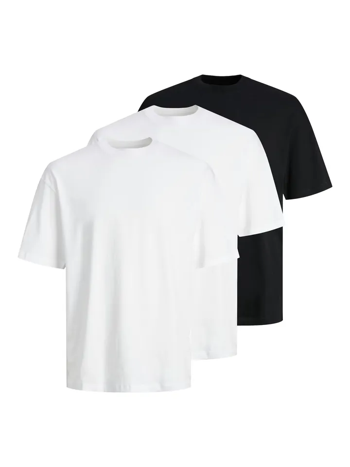 JACK & JONES Camiseta 'JJHugo' negro / blanco