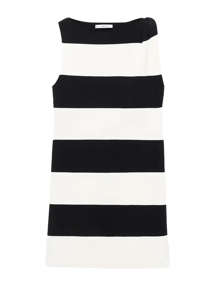 MANGO Vestido de punto 'JANE' crema / negro