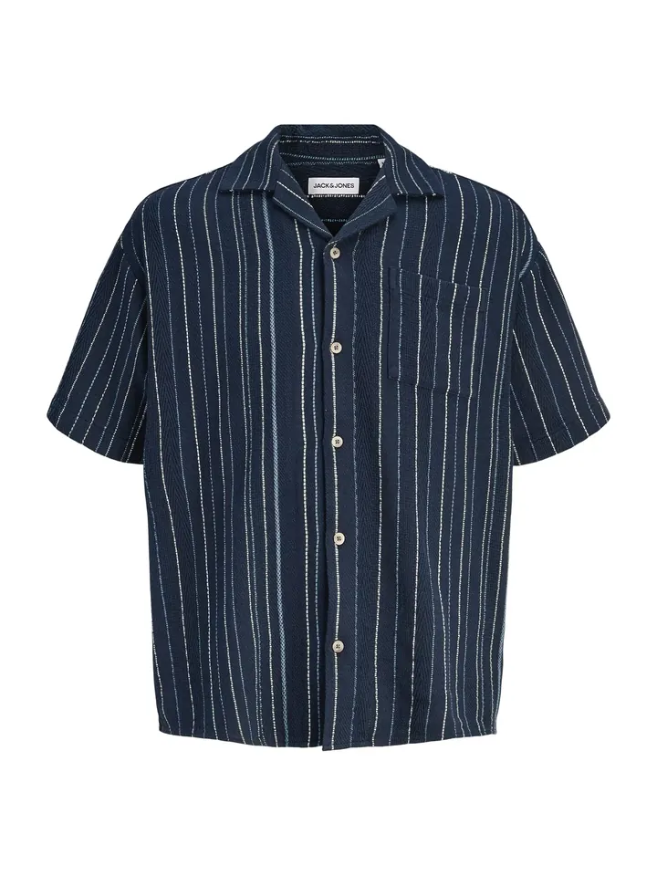 JACK & JONES Camisa 'JJEBradley'  navy / azul claro / blanco