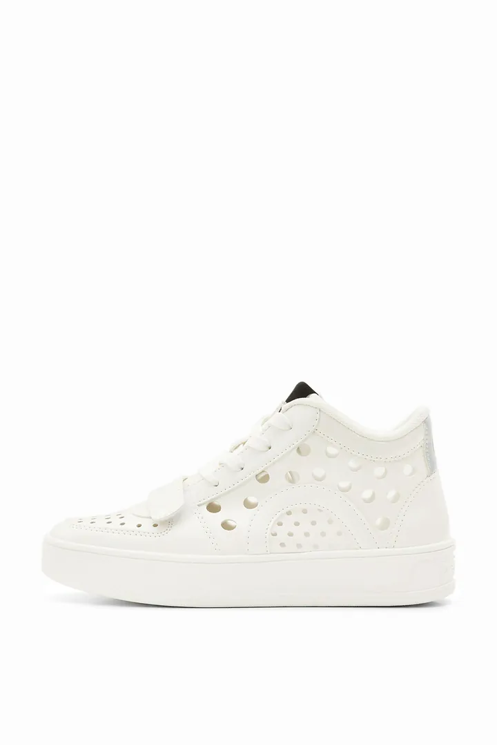 Desigual, Sneakers altas agujeros, Poliuretano, Blanco, 36