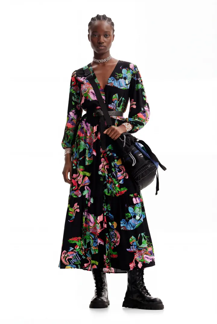 Desigual, Vestido camisero M.C.Lacroix, Viscosa, Negro, M