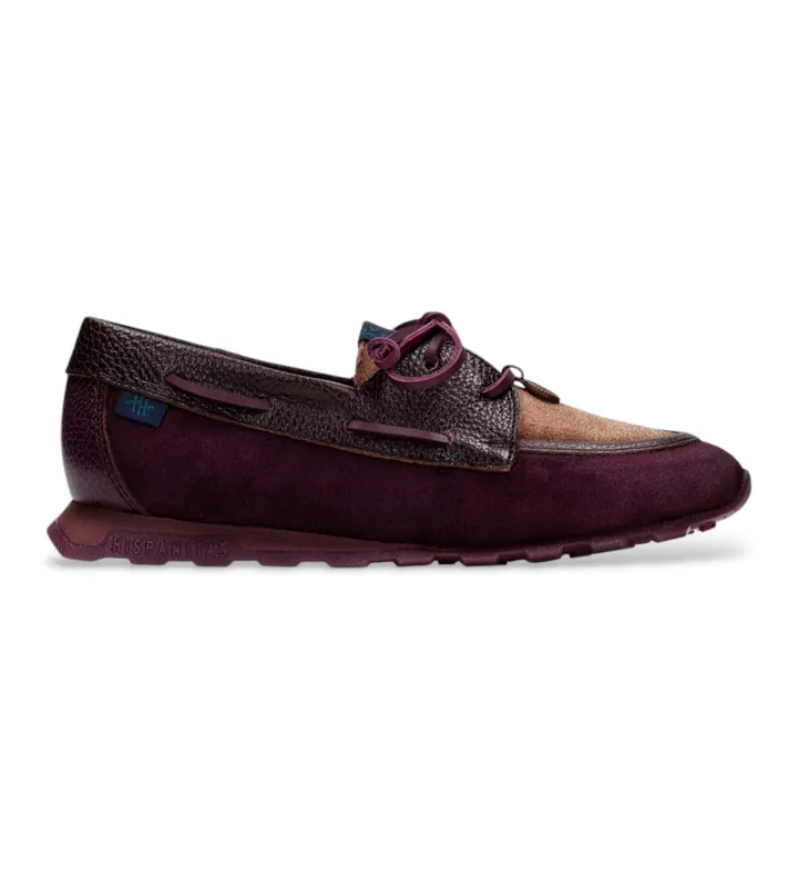 Hispanitas para mujer. CHI264908 Zapatillas de Piel Zinnia burdeos (36), 1 a 3cm, Cordones, Casual