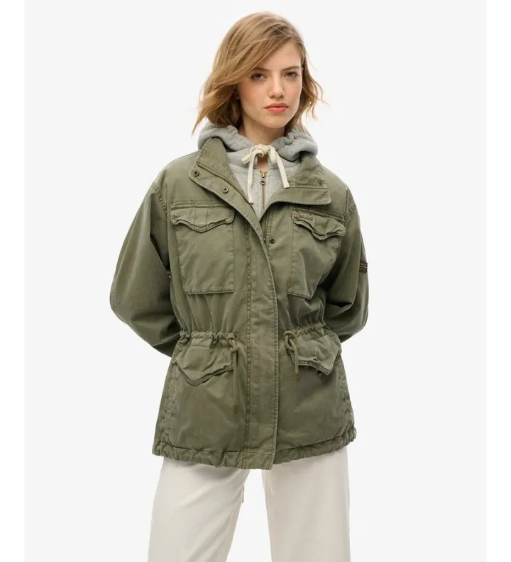 Superdry para mujer. W5011918A Parka Hooded Military verde (M), Casual, Algodón