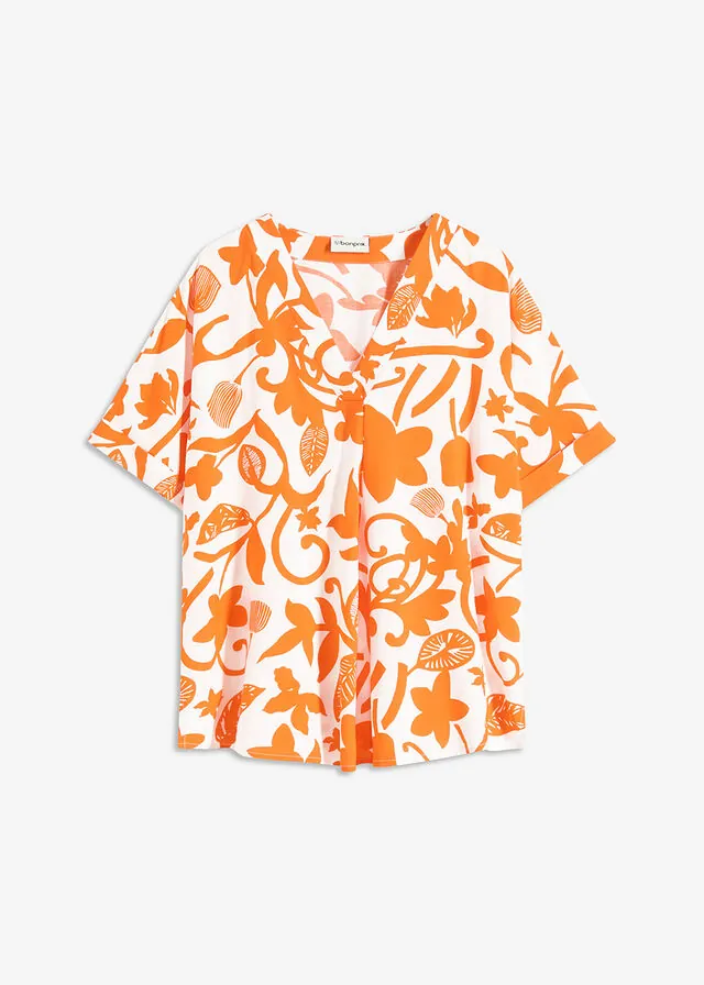 Blusa estampada tipo túnica de viscosa fluida