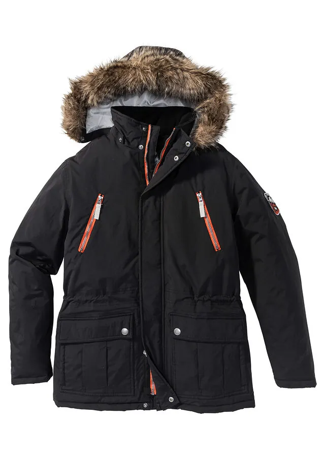 Chaqueta de invierno con capucha desmontable y material repelente al agua
