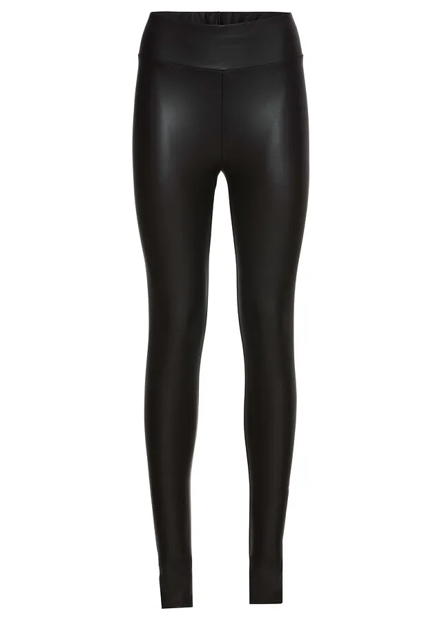 Leggings de piel sintética con revestimiento