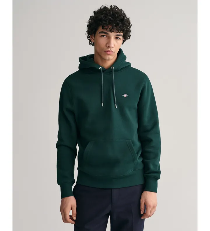 Gant para hombre. 2007058 Sudadera con capucha Shield verde (3XL), Casual, Algodón, Manga larga