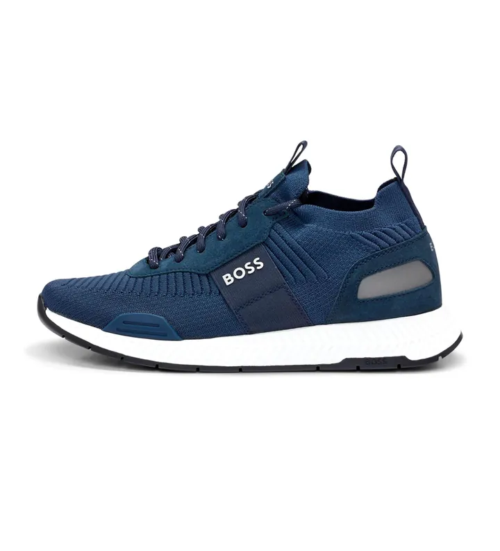 BOSS para hombre. 50498245 Zapatillas Titanium marino (40), Plano, 1 a 3cm, Cordones, Casual
