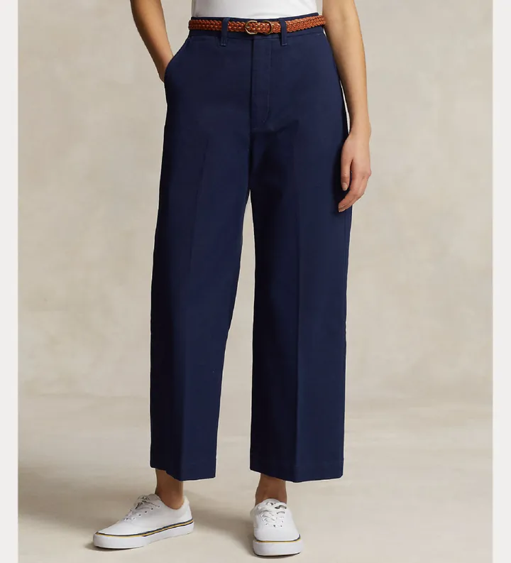 Polo Ralph Lauren para mujer. 211873988004 Pantalón chino de pernera ancha marino (38), Azul, Casual, Algodón