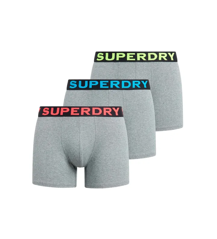 Superdry para hombre. M3110452B Pack de 3 Bóxers Texto gris (L), Homewear, Algodón