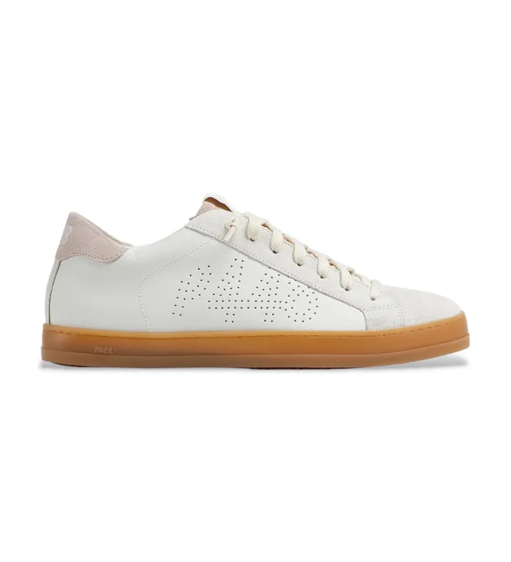 P448 para mujer. S25JOHN2 Zapatillas de Piel John blanco (36), Plano, Cordones, Casual