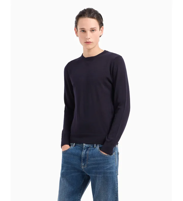 A|X Armani Exchange para hombre. 8NZM3AZM8AZ1510 Jersey hilo suave marino (L), Casual, Lana