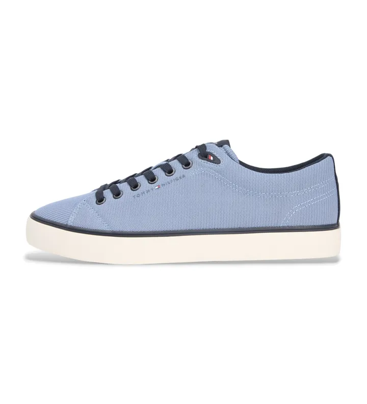 Tommy Hilfiger para hombre. FM0FM05513 Zapatillas de malla con logo bordado azul (42), Plano, Cordones, Casual