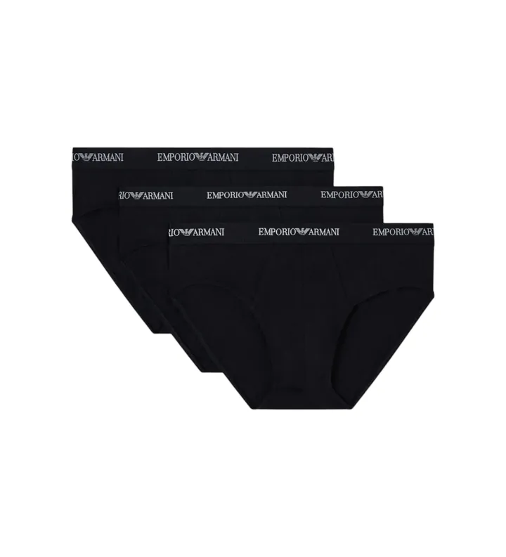 Emporio Armani para hombre. EM000258_AF14132 Set 3 Slips de Punto Elástico negro (L), Homewear, Algodón