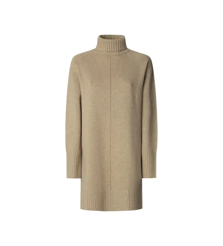 Pepe Jeans para mujer. PL9537714 Vestido Carola (L), Beige, Casual, Poliéster, Manga larga