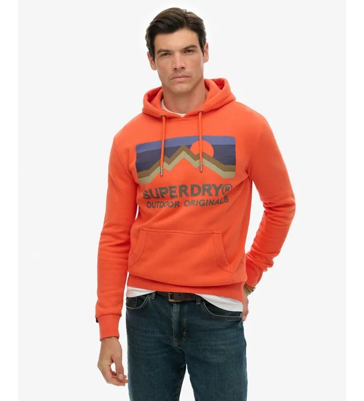 Superdry para hombre. M2014240A Sudadera Great Outdoors Relaxed Hood naranja (M), Casual, Algodón, Manga larga