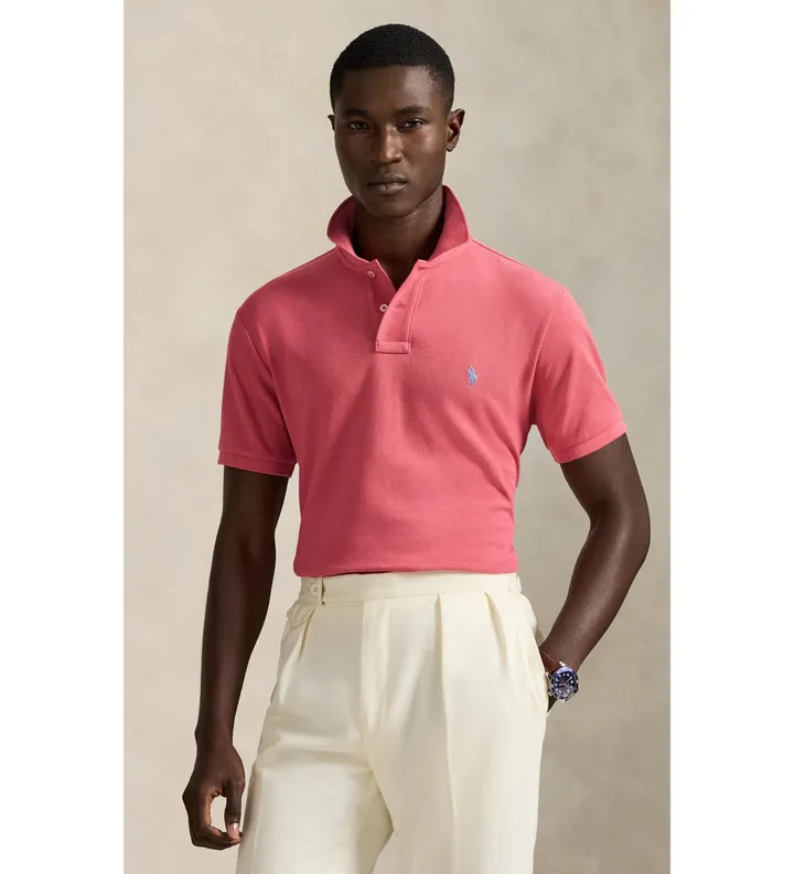 Polo Ralph Lauren para hombre. 710680784462 El icónico polo de piqué rojo (S), Casual, Algodón, Manga corta