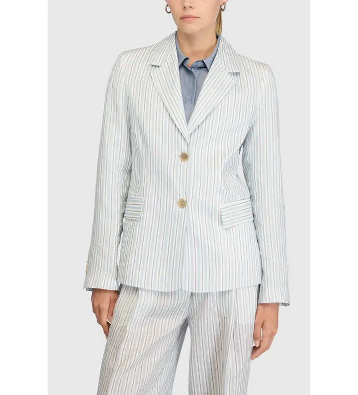 Semicouture para mujer. S6SS56 Chaqueta Kitty de lino azul claro (42), Casual