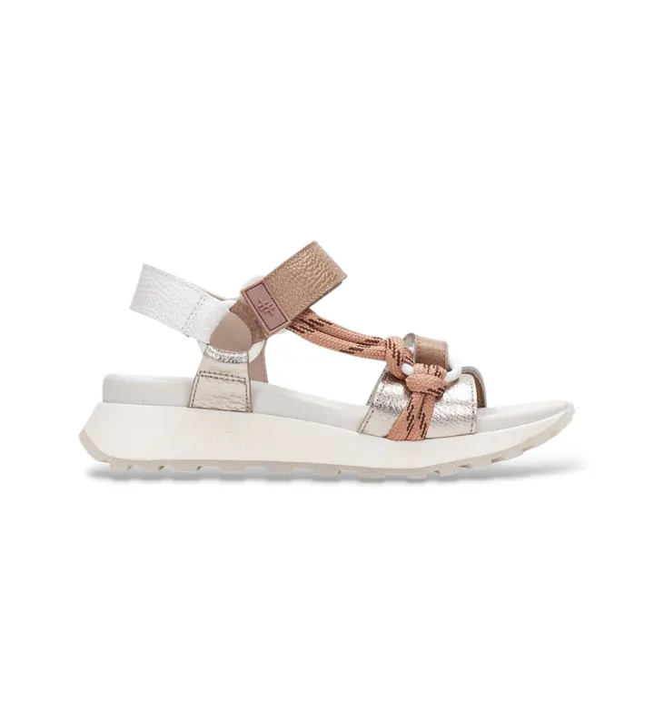 Hispanitas para mujer. CHV264869 Sandalias Ambar dorado (36), Piel, Blanco, Marrón, 3 a 5cm, Velcro, Casual
