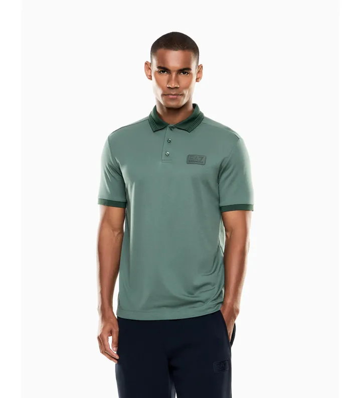 EA7 para hombre. 7M001359_AF13862 Polo Lux Identity verde (XL), Casual, Algodón, Manga corta