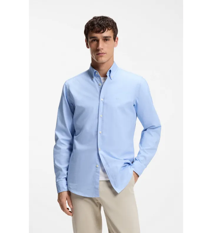 BOSS para hombre. 50519707 Camisa Rickert azul (M), Casual, Algodón, Clásico, Manga larga