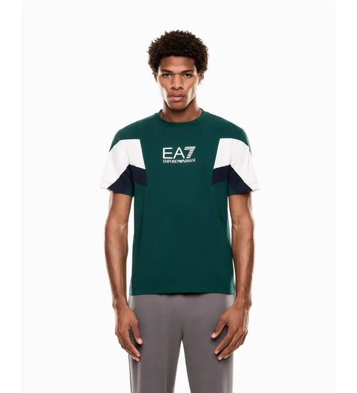 EA7 para hombre. 7M001603_AF12503 Camiseta Summer Block verde (3XL), Azul, Casual, Algodón, Manga corta