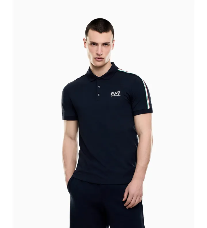 EA7 para hombre. 7M001862_AF12503 Polo en punto de algodón Italian Spirit marino (L), Negro, Casual, Manga corta