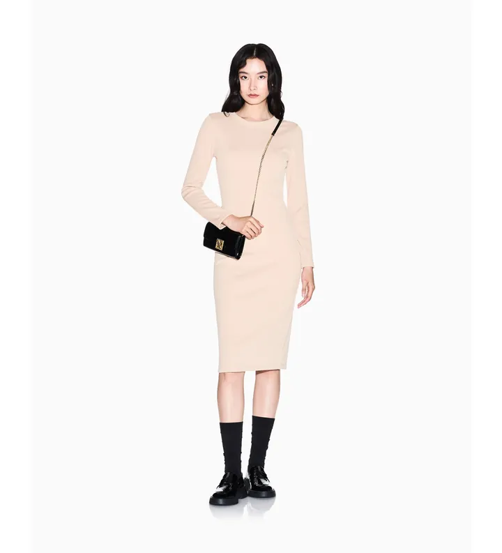 A|X Armani Exchange para mujer. XW001834AF18852U6149 Vestido Ajustado beige (L), Casual, Poliéster, Manga larga