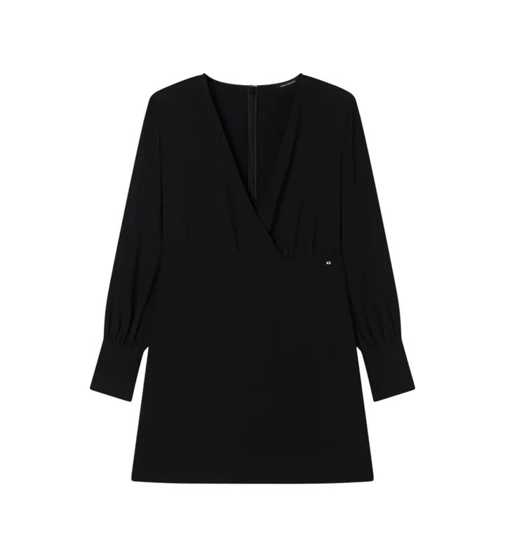 A|X Armani Exchange para mujer. XW002205AF16125UC001 Vestido Regular V negro (L), Casual, Poliéster, Manga larga